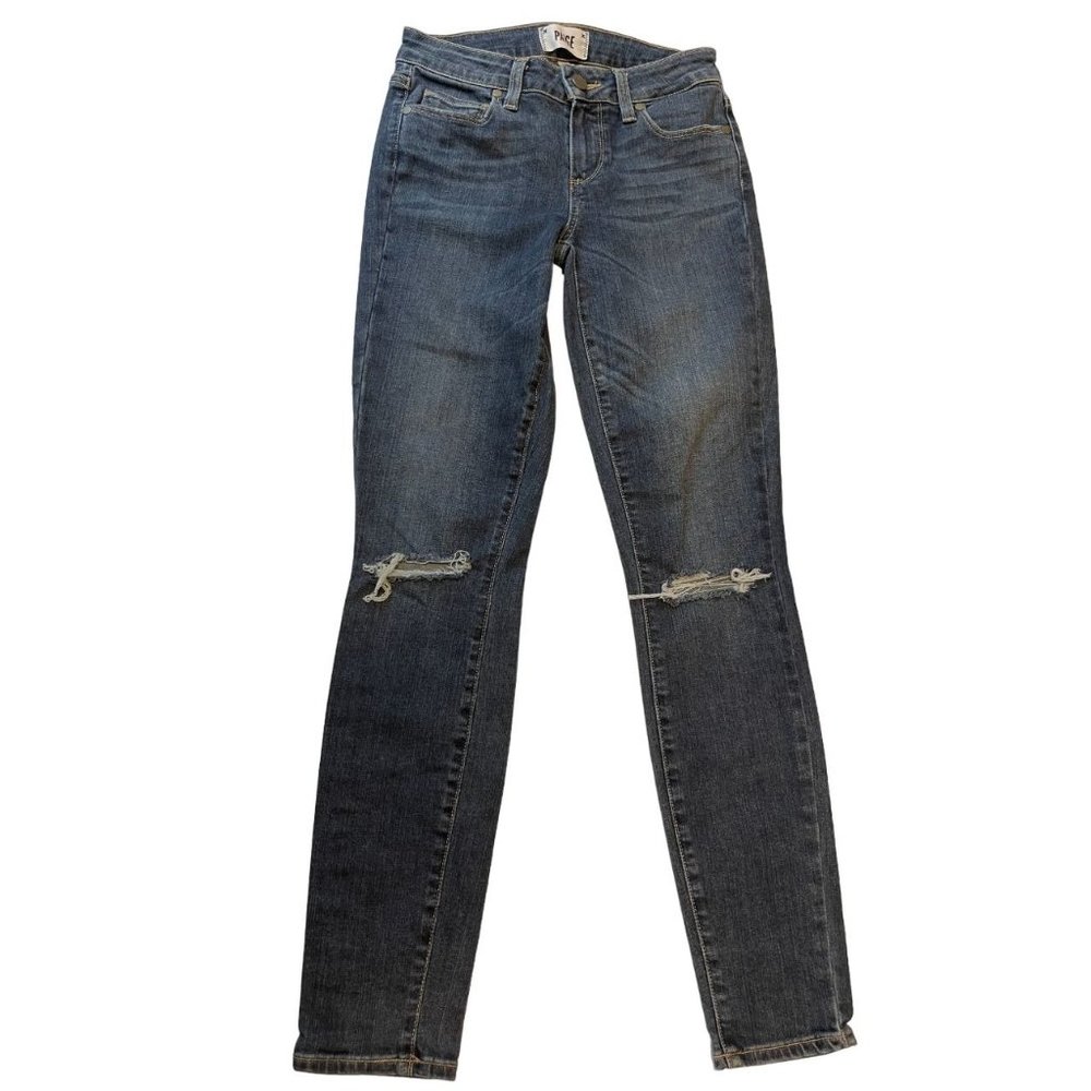 Paige Womens Jeans Verdugo Ankle Stretch Low Rise Distressed Blue Size 26